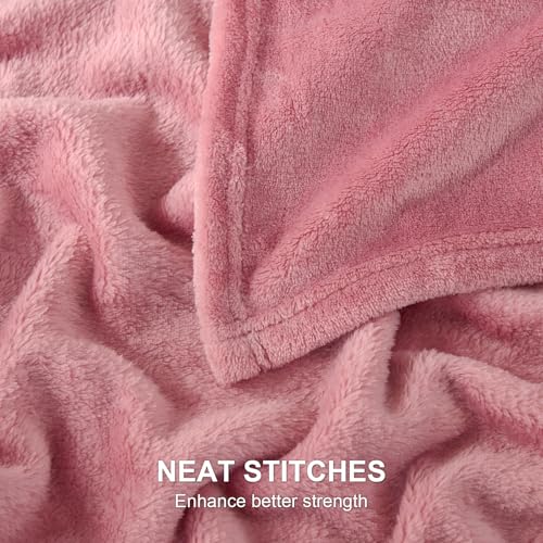Hansleep Throw XL Fuchsia Fleece Blanket, Soft Flannel Bed Blanket | Fuzzy Cozy Blanket 50x70 Inches, Multi-use for Bed, Sofa, Couch, Travel, Camping, All Season Warm Lightweight Cover - color: Dusty Rose, size: Throw XL (50x70 Inches)