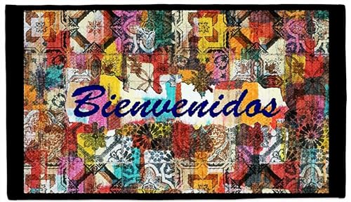 Kashi Home Kitchen Rug, Area Rug, Mat, Beautiful Print Non-Skid Latex Back Tiled Welcome 20x40 Rectangle - color: Tiled Welcome, size: 20x40 Rectangle