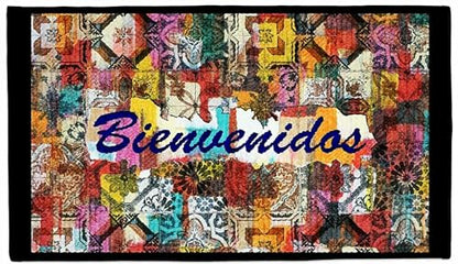 Kashi Home Kitchen Rug, Area Rug, Mat, Beautiful Print Non-Skid Latex Back Tiled Welcome 20x40 Rectangle - color: Tiled Welcome, size: 20x40 Rectangle
