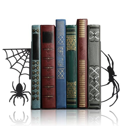 Spider Bookends Set of 2 Metal Bookends for Shelves Home Office | Creepy Decorative Ends for Shelves, Home Office Desk Decor, Gift for Readers and Enthusiasts, Scary Gothic Style - style: Spider