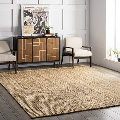 nuLOOM Rigo Hand Woven Farmhouse Jute Area Rug, 3x5, Natural - color: Natural, size: 3' x 5' (Rectangular)