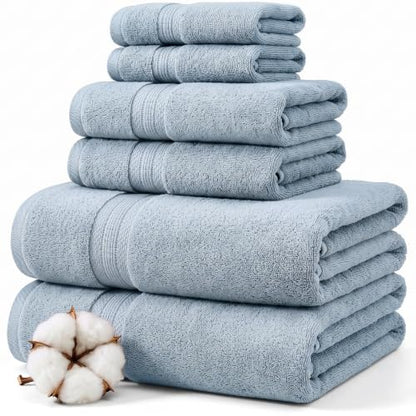 Modern Threads 6-Piece Rayon from Bamboo & Cotton Blend Towel Set - Ultra Soft & Absorbent, Dawn - color: Blue