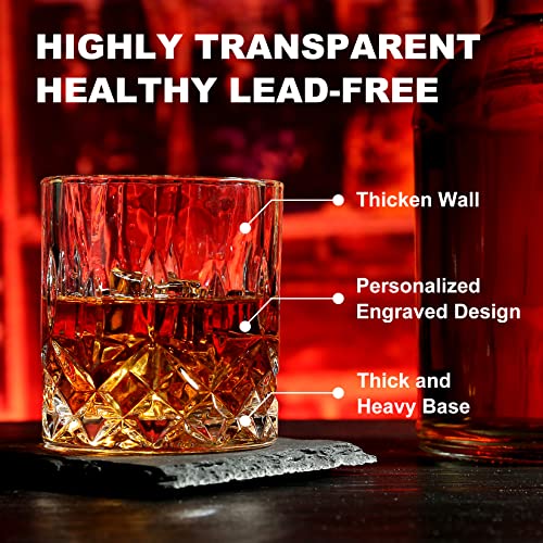 Whiskey Stones and Whiskey Glasses Set, Unique Gifts for Men with Wood Box | 8 Granite Chilling Stones Whiskey Rocks, Scotch Bourbon Gift Box, Father's Day Birthday Drinking Gifts for Him Dad Husband - style: Straight Glasses+Granite Stones+Coasters-No Wo