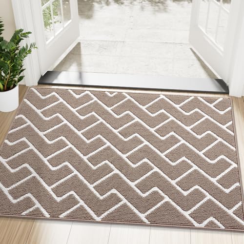 OLANLY Front Door Mat, Non-Slip Rubber Backing, Dirt Resistant and Absorbent, Washable, Easy to Clean Low-Profile Indoor Doormat for Back Door, Entryway, Inside Entrance, 48x32, Brown - color: Brown, size: 48" X 32"