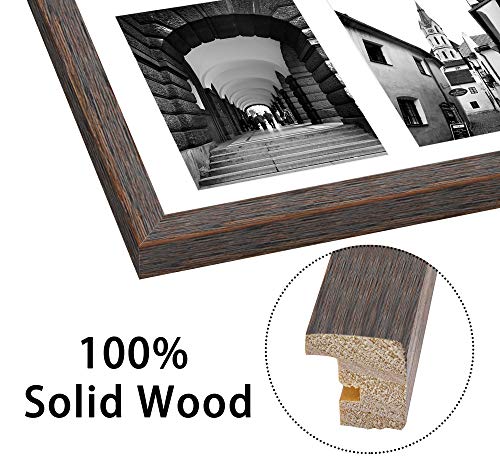 Golden State Art 9-Openings 4x6 Wood Collage Picture Frame Distressed Brown | Fits Nine 4x6 Photos, White Mat, Photo, Art,13.6x19.7 Poster or Print Display, Tempered Glass,1 Pack - color: Distressed Brown, size: 1 Pack