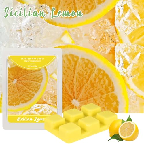 SCENTORINI Wax Melts, Sicilian Lemon Scent, Summer Scented Wax Cubes | Natural Soy Wax Melts for Candle Making, Wax Warmer, Home Fragrance Decoration, 4-Pack - size: Sicilian Lemon - 4 Pack