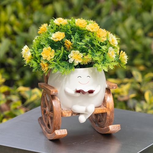 Smiley Face Planter Pots, Cute Rocking Chair Pot for Plants, Funny Flower Pot for Succulents with Drainage Hole Indoor & Outdoor, Gift Ideal for Lover Mother Grandma Friends(Rocking Chair Pot) - color: Rocking Chair Pot