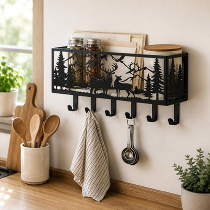 Deer Metal Wall Mail Organizer Wall Mounted Key and Mail Holder Mail Basket Hanging Mail Sorter and Key Organizer for Entryway Bedroom Bathroom - size: Small, style: Mail Shelf
