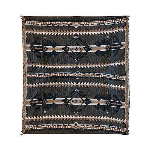 LumiSyne Cotton Woven Throw Blanket With Tassel Bohemian Tribal Ethnic Style Geometric Pattern Aztec Navajo Blanket Decorative Throw For Sofa Bed Armchair Camping Tapestry Tablecloths Carpet 160x130cm - color: Black Brown Triangle