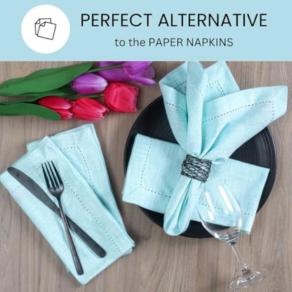 Cloth Dinner Napkins 100% Cotton Set of 6 - Soft Durable Washable - Ideal for Farmhouse Parties Wedding Christmas Easter - Perfect Everyday Use Table Cloth Napkins 18x18 Light Blue - color: Light Blue