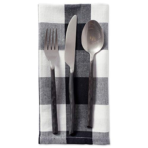 DII Buffalo Check Collection, Classic Farmhouse Cloth Napkin Set, 20x20, Black & White, 6 Piece - color: Black & White, size: 20" x 20" (Set of 6)