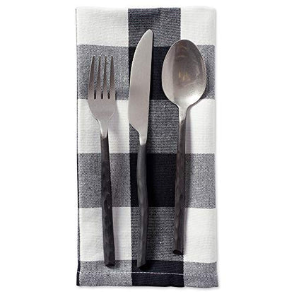DII Buffalo Check Collection, Classic Farmhouse Cloth Napkin Set, 20x20, Black & White, 6 Piece - color: Black & White, size: 20" x 20" (Set of 6)