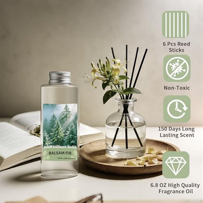 STRN Reed Diffuser Oil Refill, Balsam Fir Scent Diffuser Refill 200ML | Long-Lasting Summer Fragrance for Home, Living Room, Bedroom, Office