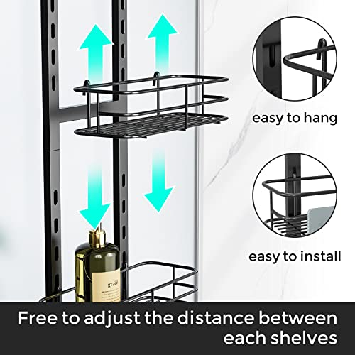 ODesign 3-Tier Over the Door Shower Caddy Hanging,Black | Shower Organizer Hanging,Over the Door Shower Rack Organizer Rustproof,Bathroom Rack Hanging for Shampoo,Soap,Razor