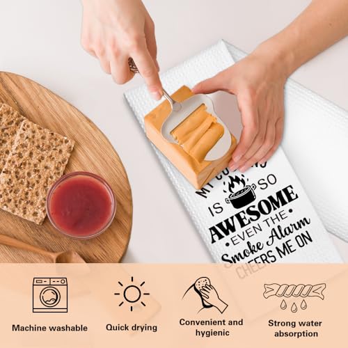 No One Has Died from My Cooking Kitchen Towels 2 Pack, Kitchen Towels Set for Cooking Enthusiasts, Halloween Birthday Gifts for Wife Chefs Cooking Lovers, Fun Dish Towels with Sayings - color: No One Died
