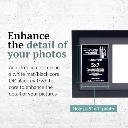 Creative Letter Art - 2 Opening 5x7 Black Picture Frame with 10x12-inch Black Mat Collage including Full Strength Glass, Alphabet Photography - color: 2 opening, size: Black w/ Black