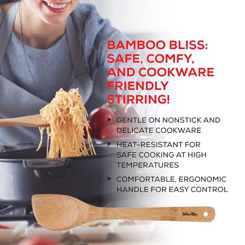 Helen's Asian Kitchen Bamboo Stir Fry Spatula, 13-Inch, Wok Cooking Tool For Stirring, Mixing, Turning, And Serving - size: 13-Inch, Solid Spatula
