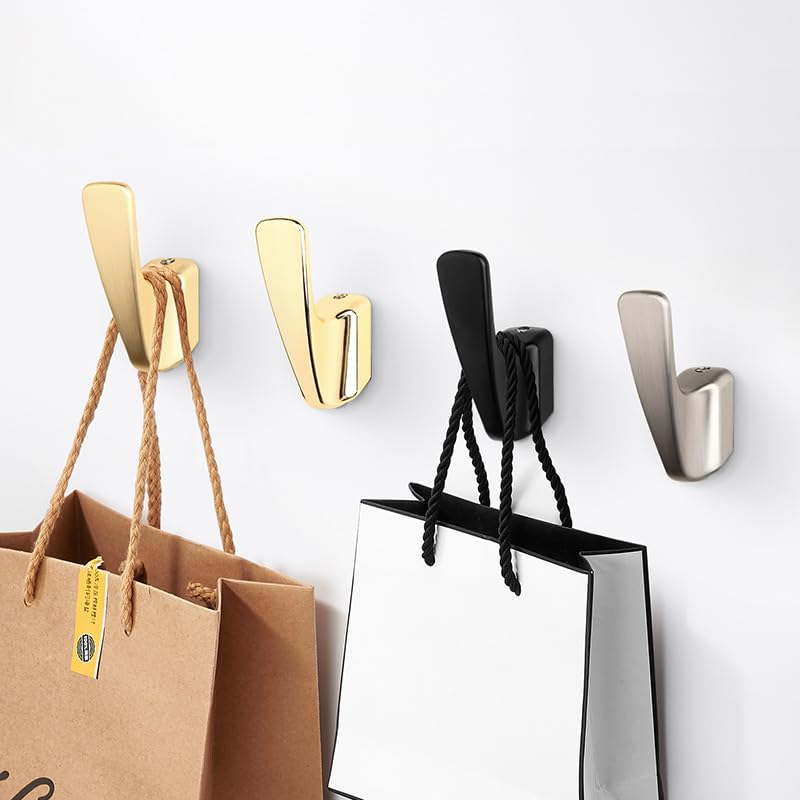 SARIHOSY5 Packs Coat Hooks,Metal Hooks for Clothes, Hats, Bags, Towels, Keys(Polished Gold) - color: Gold(Polished)