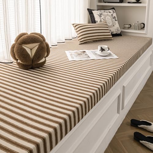 FomCuso Custom Window Seat Cushion Vintage Striped Elegant Floral High Density Foam Bench Seating Cushions for Indoor Furniture, Non Slip Bottom