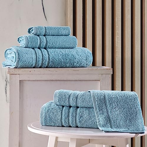 Hawmam Linen Personalized Towels - Customized Turkish Cotton Towel Set, Monogrammed Towels with Initial, Name & Embroidery, Idea for Weddings, Bridal Showers, Anniversaries, for Couples - Light Blue - color: Light Blue