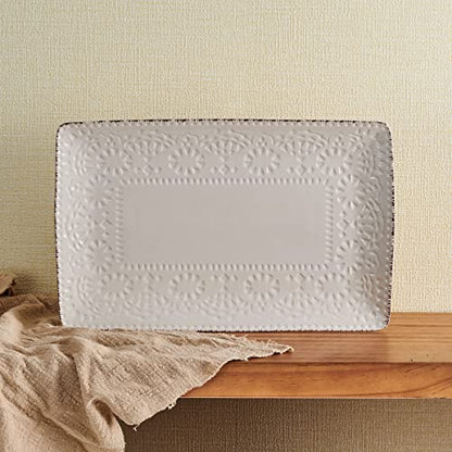 Pfaltzgraff Chateau Serve Platter, 14.25 Inch, Blue and White,Cream - style: Serve Platter