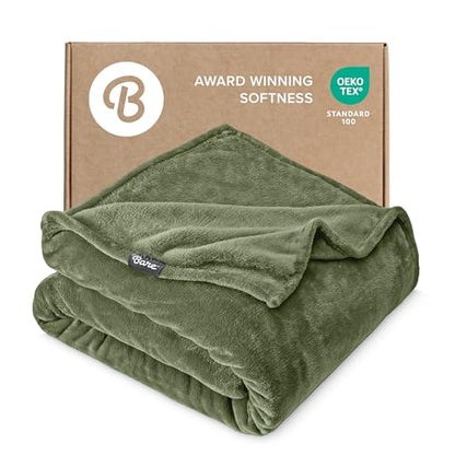 Bare Home Fleece Blanket Luxury Microplush (Full/Queen, Cypress) | Ultra-Soft Lightweight Blanket for Bed, Sofa, and Couch, Cozy & Warm Blanket - color: 11 - Cypress, size: Full/Queen