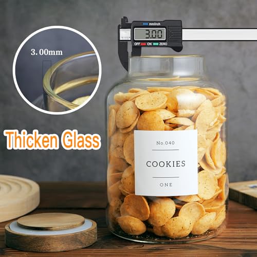 CZHQSMZ Set Of 2 Large Glass Jar with Wooden Lid with 132 Labels, Glass Storage Jars for Flour Pasta Candy Coffee Cookie and More(70 FL OZ/2000 ml) - color: 2000ml