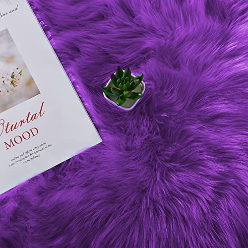 Latepis Small Furry 2x3 Purple Faux Fur Rug Fluffy Rugs Washable Shag AccentPlush Soft Rug for Bedroom Chair Seat Covers Throw Rugs Rectangle - color: Purple, size: 2' x 3' (Rectangular)