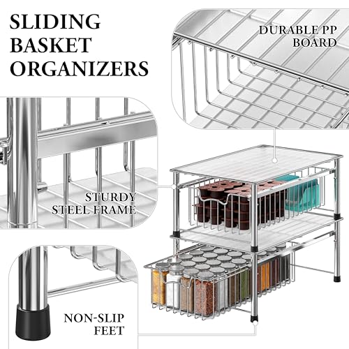 Simple Houseware Stackable Basket Drawer, Chrome - color: Chrome, size: 1-tier