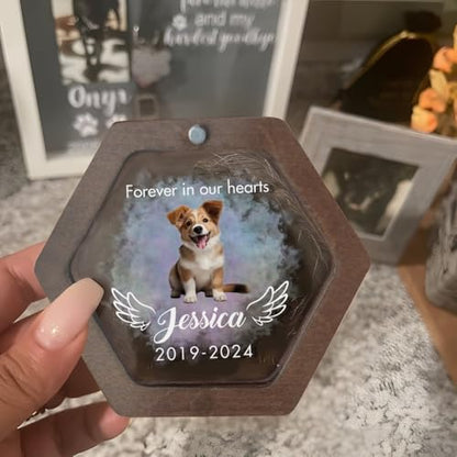 Personalized Wooden Pet Hair Keepsake Box, Custom Pet Hair Memorial Box, Dog Fur Keepsake, Personalized Dog Portrait Gift, Engraved Loss of Pet Memorial Sympathy Gifts