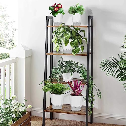 6 Pack Self Watering Plant Pot, 6.6/5 Inch Plastic Self Watering Pots for Indoor Outdoor Plants African Violet Pots Easy Plant Self Watering Pot with Wick Rope for Plants Flowers