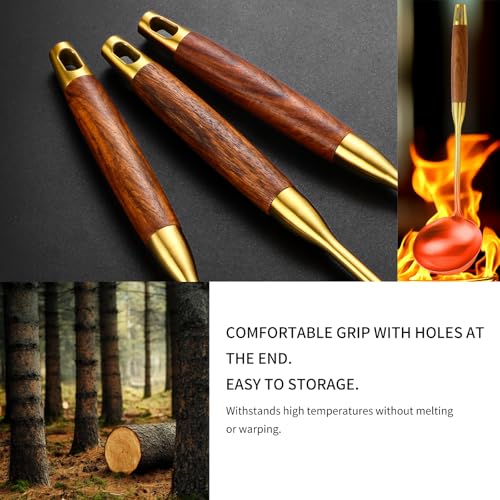 Izurok 18/10 Stainless Steel Kitchen Utensils Set,6 Piece Cooking Utensils With Wood Handle,Heat Resistant Kitchen Tool Set With Spatula, Spoon, Ladle, Skimmer, Slotted Spoon, Pasta - color: GOLD-6 Pieces, size: Small