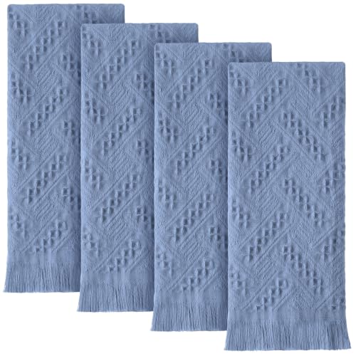 HunnmingRe 21 Pack Boho Hand Towel for Kitchen,Dusty Blue | 14x30 Inch, 100% Turkish Cotton, Summer Boho Decorative ,Towel Waffle ,Farmhouse Decor ,Absorbent Soft ,Guest Gift - color: Dusty Blue