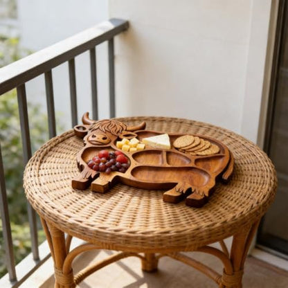 Highland Cow Wooden Charcuterie Board, Rustic Farmhouse Serving Board, Appetizer Board, for Snack Fruit Meat Cheese Home Party Banquet Family Gathering Dining Table Holiday Kitchen (A) - color: A