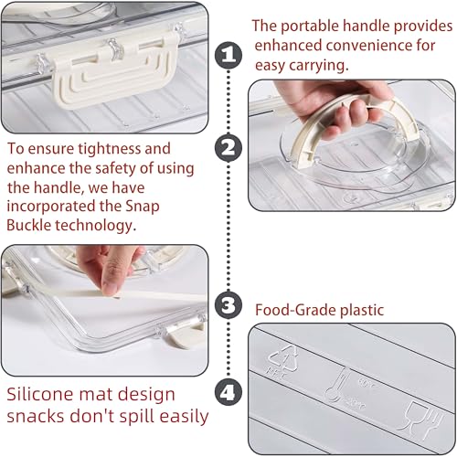 Bandesun Divided Serving Tray with Lid and Handle - Snackle Box Charcuterie Container for Portable Snack Platters - Clear Organizer for Candy, Fruits, Nuts, Snacks - Perfect for Party, Entertaining - style: compartments small 8pcs