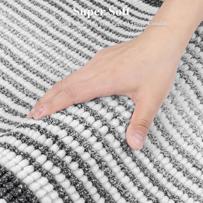 HEBE Chenille Bathroom Rugs Sets 3 Piece, Non Slip Washable Bath Mats Set | Absorbent Bathroom Mat Set, Soft Bath Rugs, Ultra Plush Bath Mat and U-Shaped Contour Toilet Rug Set for Tub Shower, Grey - color: Grey
