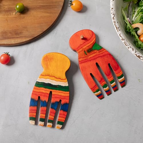 2 Pcs Salad Hands, Pakkawood Salad Tongs for Serving Salad Mixes, 7.25” Large Salad Servers Set, Kitchen Cooking Utensil, Serving Utensils for Tossing & Serving - color: Pakkawood Salad Hands