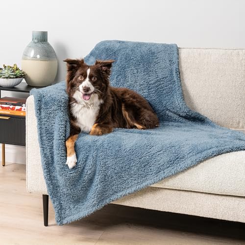 PetAmi Fluffy Sherpa Waterproof Dog Blanket for Medium Pet Cat 29x40, Blue - color: Dusty Blue, size: Medium (29x40)