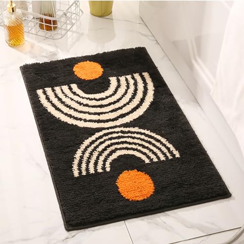 Cute Bohemian Bathroom Rug Dark Grey Washable Boho Home Decor Floor Mat Non-Slip Fluffy Accent Throw Rugs for Bathroom Sink Bedroom Kitchen, Indoor Doormat 31''×20'' - color: C Bohemian