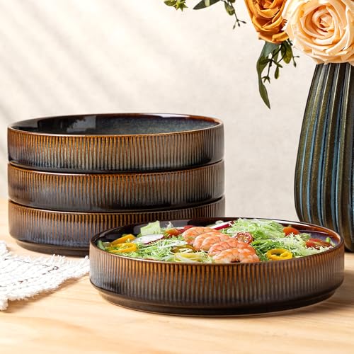 7.5" Ceramic Pasta Bowls Set of 4, Salad Bowls | Versatile Serving Bowls for Pasta, Salad, Fruit & Noodles, Housewarming & Wedding Gift, Cocoa Mocha - color: Cocoa Mocha, size: 7.5 Inch