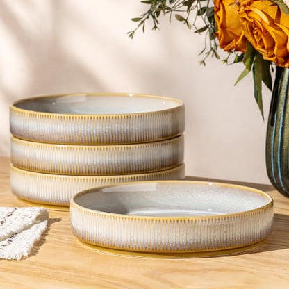 7.5" Ceramic Pasta Bowls Set of 4, Salad Bowls | Versatile Serving Bowls for Pasta, Salad, Fruit & Noodles, Housewarming & Wedding Gift, Autumn Haze - color: Autumn Haze, size: 7.5 Inch