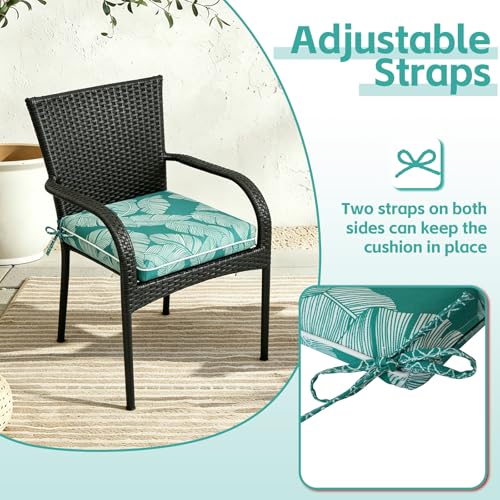 COZYVIDA Outdoor Chair Cushions Set of 4, 20"x20" Square Seat Pads with Tie Straps and YKK Zippers, 35D High-Density Foam, Water-Resistant Fabric,UV-Resistant 1000+ Hrs - color: Print 034