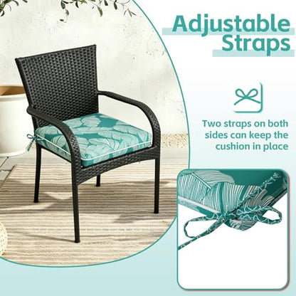 COZYVIDA Outdoor Chair Cushions Set of 4, 20"x20" Square Seat Pads with Tie Straps and YKK Zippers, 35D High-Density Foam, Water-Resistant Fabric,UV-Resistant 1000+ Hrs - color: Print 034