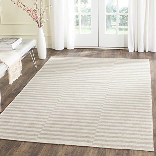 SAFAVIEH Montauk Collection Accent Rug - 4' x 6', Ivory & Light Grey, Handmade Stripe Cotton, Ideal for High Traffic Areas in Entryway, Living Room, Bedroom (MTK715E) - color: Ivory/Light Grey, size: 4' x 6' (Rectangular)
