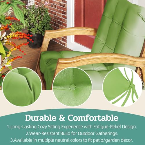 Outdoor Chair Cushions 42x21x4 Inch Set of 2, Olive | Patio Cushions for Dining Rocking Chairs, High Back Soft Seat Pad with Ties, Waterproof Fade Resistant, Indoor Outside Use - color: Olive