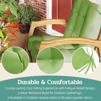 Outdoor Chair Cushions 42x21x4 Inch Set of 2, Olive | Patio Cushions for Dining Rocking Chairs, High Back Soft Seat Pad with Ties, Waterproof Fade Resistant, Indoor Outside Use - color: Olive