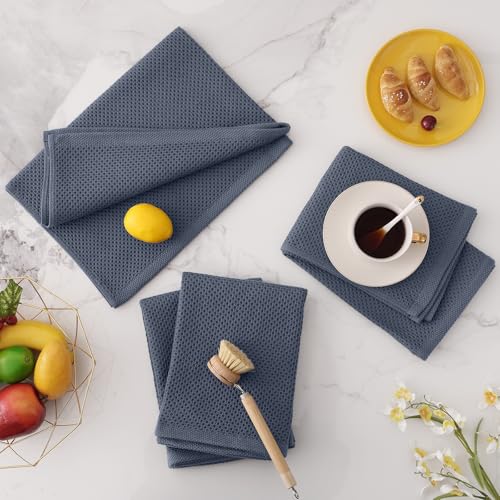 Homaxy 100% Cotton Oversized Waffle Weave Kitchen Towels, 5-Pack, Dark Grey | 20 x 28 Inches, Ultra Soft Absorbent Dish Towels, Quick Drying Large Cleaning Towels - color: Dark Grey, size: 20 X 28 - 5 Pack