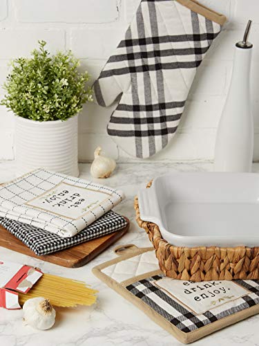 DII Home Sweet Farmhouse Kitchen Collection, Potholder/Oven Mitt/Dishtowel Set, Black, 4 Count - color: Black, size: Potholder/Oven Mitt/Dishtowel Set