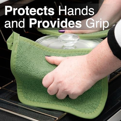 RITZ Terry Potholder & Hot Pad: Unparalleled Heat Resistant, Durable 100% Cotton – Ergonomically Designed for Optimal Grip – Easy-Care Machine Washable – 2-Pack, Cactus - color: Cactus Green, size: 2-Pack