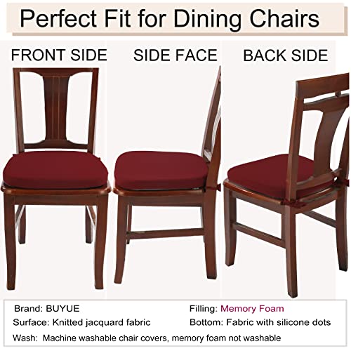 BUYUE Luxury 100% Pure Memory Foam Chair Cushion 1 Pack, Jacquard 16" U-Shape Comfortable Dining Chair Pad, Removable Slip Resistant Kitchen Chair Seat Cushion, (1 piece, Burgundy) - color: Burgundy